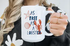 As Free as a Lobster Quirky Coastal PNG, Sublimation design. Product Image 3