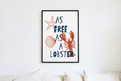 As Free as a Lobster Quirky Coastal PNG, Sublimation design. Product Image 4