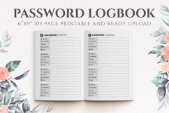Password Logbook,Password Tracker KDP Interior 105 pages 6X9 Product Image 1