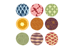 Asian traditional patterns collection in decorative circles Product Image 1