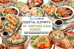 Asia Foods Watercolor Sublimation Clipart Product Image 1