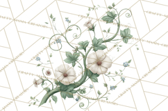 Green Chinoiserie Clipart, Pagodas, Bamboo, Floral Png Product Image 2