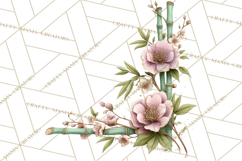 Green Chinoiserie Clipart, Pagodas, Bamboo, Floral Png Product Image 4