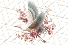 Green Chinoiserie Clipart, Pagodas, Bamboo, Floral Png Product Image 2