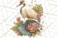 Green Chinoiserie Clipart, Pagodas, Bamboo, Floral Png Product Image 3