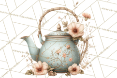 Green Chinoiserie Clipart, Pagodas, Bamboo, Floral Png Product Image 4