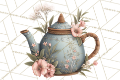 Green Chinoiserie Clipart, Pagodas, Bamboo, Floral Png Product Image 5