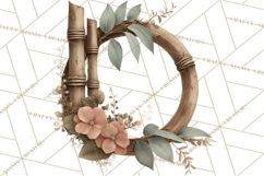 Green Chinoiserie Clipart, Pagodas, Bamboo, Floral Png Product Image 2