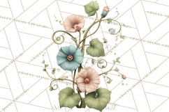 Green Chinoiserie Clipart, Pagodas, Bamboo, Floral Png Product Image 5