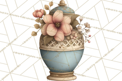 Green Chinoiserie Clipart, Pagodas, Bamboo, Floral Png Product Image 5