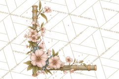 Green Chinoiserie Clipart, Pagodas, Bamboo, Floral Png Product Image 2