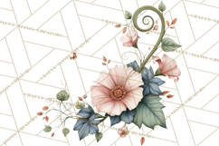 Green Chinoiserie Clipart, Pagodas, Bamboo, Floral Png Product Image 4