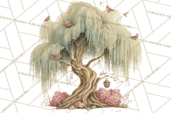 Green Chinoiserie Clipart, Pagodas, Bamboo, Floral Png Product Image 5