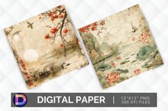 Asian Pond Digital Paper Product Image 1