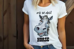 Funny Horse Sublimation | Ask Me About My Horse Shirt Print Product Image 2