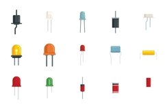 Diode icons set flat vector. Anode light Product Image 1