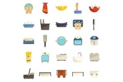 Foot bath icons set flat vector. Beauty calm Product Image 1