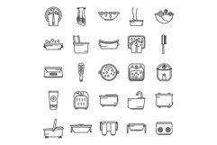 Foot bath icons set outline vector. Beauty calm Product Image 1