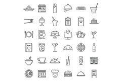 Restaurant icons set outline vector. Cook cafe Product Image 1
