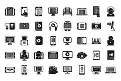 Online training icons set simple vector. Distance course Product Image 1