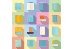 Shower curtain icons set flat vector. Water bathroom Product Image 1