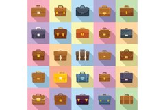 Briefcase icons set flat vector. Office bag Product Image 1