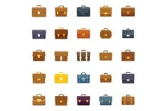 Briefcase icons set flat vector. Office bag Product Image 1