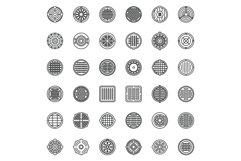 Manhole icons set outline vector. Canalization cap Product Image 1