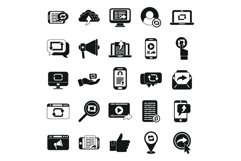 Repost icons set simple vector.Social video Product Image 1