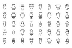 Amphora icons set outline vector. Vase pottery Product Image 1