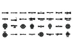Telescopic sight icons set simple vector. Sniper scope Product Image 1