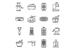 Vegetable cutter icons set outline vector. Chopper appliance Product Image 1