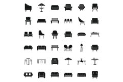 Lounge icons set simple vector. Business sofa Product Image 1