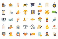 Liability icons set flat vector. Longevity annuity Product Image 1