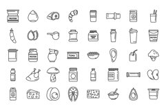 Protein nutrient icons set outline vector. Fat fiber Product Image 1
