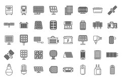 Solar panels icons set outline vector. Solar inverter Product Image 1