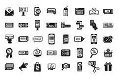 Promotional code icons set simple vector. Discount percent Product Image 1
