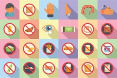 Gluten intolerance icons set flat vector. Free gluten Product Image 1