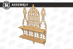 3D Wooden Gothic Display Shelf Laser Cut | Wall Decor | CNC Product Image 3