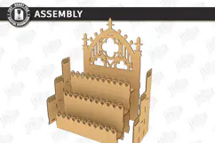 3D Wooden Gothic Display Shelf Laser Cut | Gothic Shelf |CNC Product Image 3