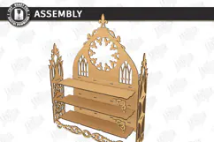 3D Wooden Gothic Display Shelf Laser Cut | Gothic Shelf |CNC Product Image 3