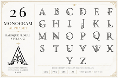 Baroque Floral Monogram Alphabet SVG Bundle A-Z Product Image 2