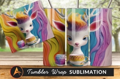 Whimsical Deer Colorful Tea Party Tumbler Png Product Image 1