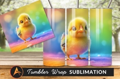 Cute Yellow Chick Adorable On Rainbow Background Product Image 1