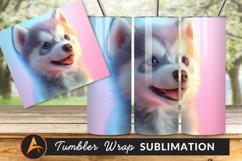 Cute Husky Puppy Portrait On Colorful Background Product Image 1