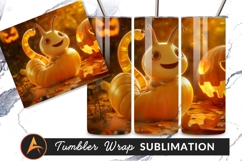 Cartoon Worm In Pumpkin Halloween Scene Tumbler Product Image 1