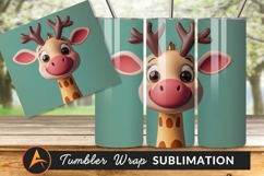 Cute Cartoon Reindeer With Crown Tumbler Png Product Image 1