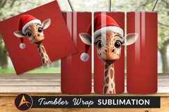 Christmas Giraffe With Santa Hat Animal Portrait Product Image 1