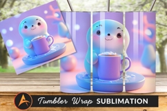 Cute Seal Drinking Cocoa Tumbler Png Product Image 1