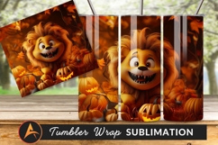 Cute Cartoon Lion Halloween Pumpkin Patch Scene Tumbler Product Image 1